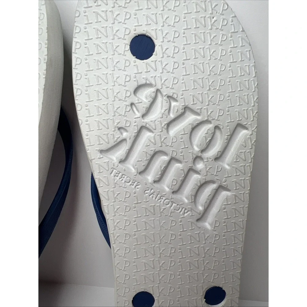 Victoria's Secret PINK Flip Flops Large Collegiate Pennant Love Spirit New